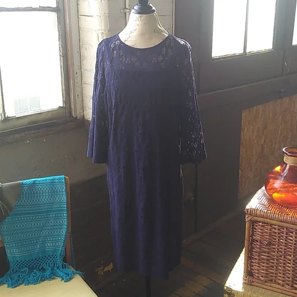 Chico's Dresses Chicos Navy Blue Lace Dress Size Poshmark